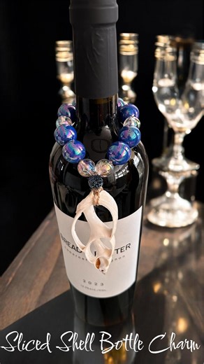 Sliced Shell Wine Bottle Charm, Coastal Wedding Table Decor, Nautical Setting - Etsy