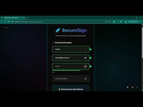 Biometric Signup Form UI | Face & Fingerprint Auth Interface with HTML CSS JavaScript