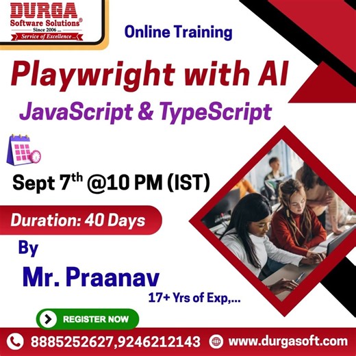 Playwright with AI JavaScript & TypeScript Online Training @ DURGASOFT #durgasoftware #playwright