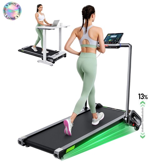 AKLUER H1-B Auto Incline Walking Pad Treadmill, Up to 13% Incline, 2.5HP Quiet Motor, 0.6–7.6 MPH, LED Display, Remote Control, 330 lb Capacity
