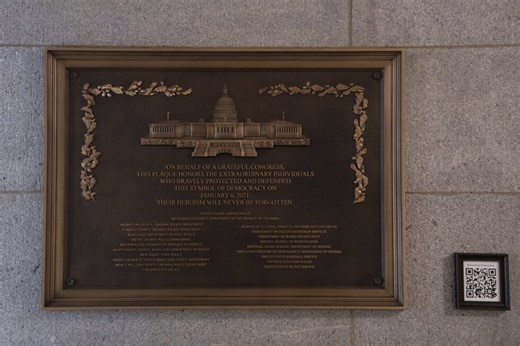 Jan. 6 plaque honoring police officers is now displayed at the Capitol after a 3-year delay