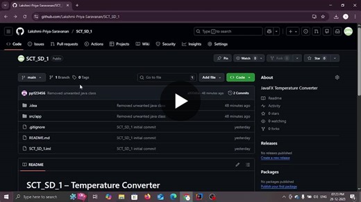 #skillcrafttechnology #internship #java #javafx #softwaredevelopment #guiapplication #github #learningbydoing #sct_sd_1 | Lakshmi Priya Saravanan