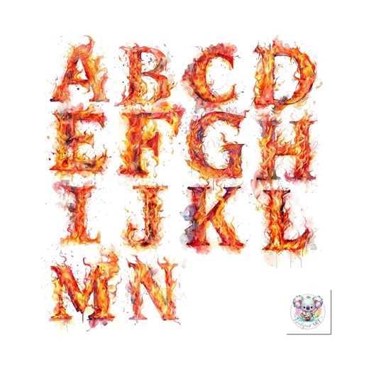 Fire Flame Alphabet Clipart: A-Z Fiery PNG Letters (digital Download) - Etsy