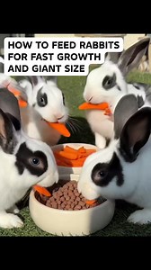 HOW TO FEED RABBITS FOR FAST GROWTH AND GIANT SIZE 🐰📈 If you want big, healthy rabbits, feeding is everything. Follow this proven guide 👇 🟢 1. START WITH GOOD GENETICS Use breeds known for large size Select breeding stock from big parents Avoid inbreeding 🟢 2. FEED HIGH-QUALITY PELLETS Protein: 16–18% (growers) Give pellets morning and evening Avoid moldy or dusty feed Benefits Faster weight gain Strong bones and muscles 🟢 3. PROVIDE UNLIMITED HAY Best options: Timothy, Rhodes, Elephant gr