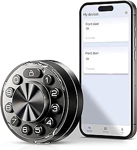 Veise Smart Deadbolt with App Control, 6-in-1 Keyless Entry Door Lock with 2 Keys, Electronic Digital Keypad for Front Door, Auto Lock, Waterproof, Easy Installation, Matte Black