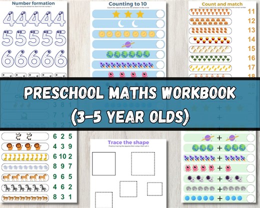 Preschool EYFS Maths Workbook – Number, Shapes, Pattern Activities (digital Download) - Etsy Australia