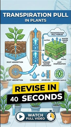 Transpiration pull 🔥🤯🌱 #biology #science #ncert #neet #cbse #viral #trendingshorts #youtubeshorts