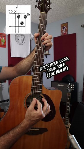 Learn to Play the Cool Acoustic Guitar Triad Riff from Life's Been Good by Joe Walsh