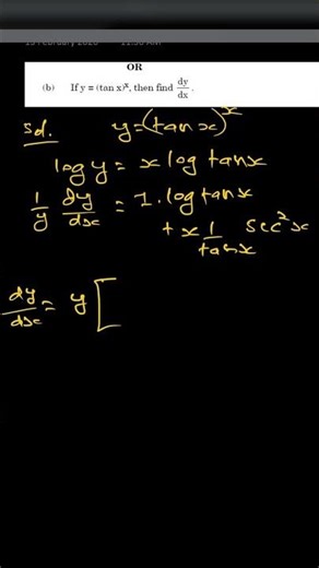(tanx)^x ka Derivative | 12th Maths