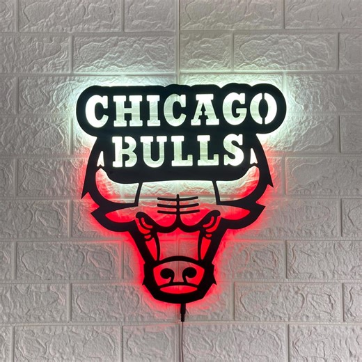Chicago Bulls LED Wall Sign, Lighted Basketball Decor for Man Cave, Game Room or Sports Bar - Etsy