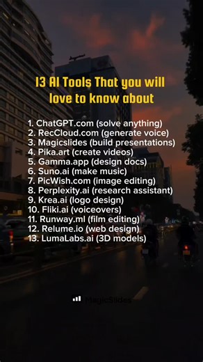 MagicSlides.app | AI PowerPoint Expert | 13 ai tools that you will to know about #AItoolsFree #ai2025 #AIToolsForDevs #aitoolsforbusiness #aitoolsforstudents #aitoolsyouneed | Instagram