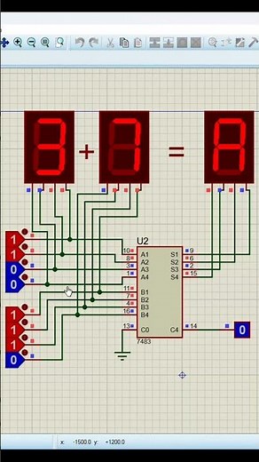 4-Bit Binary Adder Using IC 7483 in Proteus Simulation | Digital Electronics Project