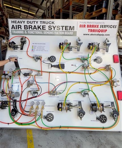 TAFE Queensland have engaged us again to build a Heavy Duty Truck Air Brake System Training & Functional Demonstration Board to help train the next generation of heavy vehicle mechanics. Real components. Fully functional. Built the right way. Real world experience. When TAFE needs a professional air brake training board, they turn to the professionals at Air Brake Services Trailquip to get it done. #AirBrakeServices #Trailquip #TAFEQueensland #HeavyVehicleTraining | ABS Trailquip