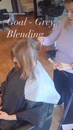 Cascades Hair Salon 💜 Stoke-on-Trent Colour & Blonde Specialists on Instagram: "Grey doesn’t mean dull ✨ This is a custom grey blend, designed to soften regrowth, add dimension and keep hair looking fresh between appointments. Perfect if you’re: ✔ fed up of harsh root lines ✔ growing out previous colour ✔ wanting a softer, more natural look Every grey blend is tailored – no one-size-fits-all here 🤍 📩 DM us “GREY” to book a consultation or ask questions. 📅 Book your appointment today! 💌 Call