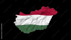 Hungary country map with national flag animation. 4K Video