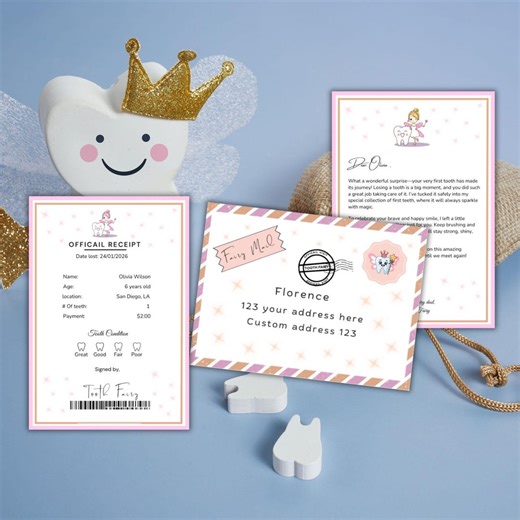 Editable Mini Tooth Fairy Set, Tooth Fairy Receipt Printable, Tooth Fairy Letter, Mini Tooth Fairy Envelope, Customizable Tooth Fairy Set - Etsy