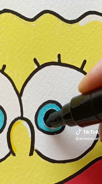 I draw SpongeBob with Posca Markers!!#Posca#SpongeBob