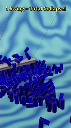 One Swing = Total Destruction 😱 | Pendulum vs Tower | Blender Physics #shorts #animation #asmr