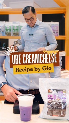 📣 Calling future café owners! Barista Champion Gio shows how simple it is to make Ube Creamcheese using Artisanal’s cost-effective powder mixes. 🧋☑️ ✓ 120g Ice ✓ 50g Water mix with 25g Milky Cream Base and 25g Cream Cheese Powder ✓ 150g Ube Taro Mixture Follow us to learn more easy recipes! 😋 #familyschoiceartisanal #beveragesolutions #cafemenu #entrepreneurjourney | Family's Choice