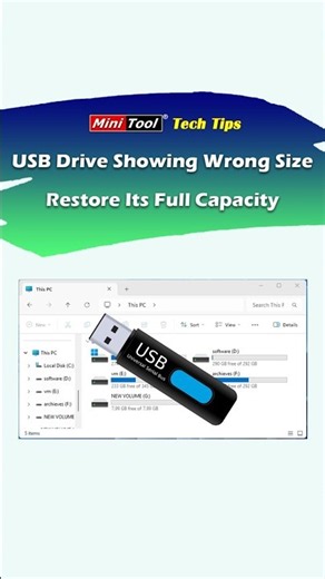 USB Drive Showing Wrong Size? Restore Its Full Capacity Easily! #windowstips #usbdrive