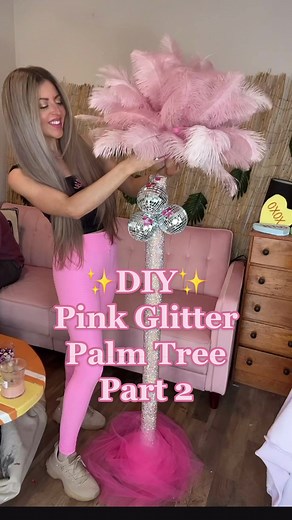 DIY Glitter Palm Tree with Disco Decor Tutorial