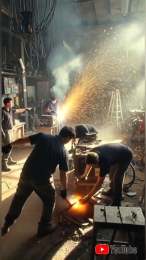 Amazing AI Workshop – Machines Working & Metal Repair Process | AI Generated Video