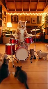 🎸Orange Cat is the Best drummer #drums #funnyshorts #fAIk