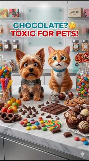 🍫 WHY CHOCOLATE IS DANGEROUS FOR PETS ⚠️ #shorts #petsafety