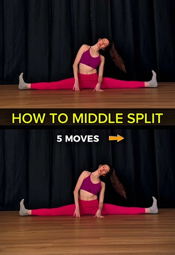 5 Moves That Unlock Your Middle Splits 💅 These drills will open your hips & get you deeper into your middle splits👌🏻 This is where you go if you want to improve hip mobility 💕 Save this & add to your next stretching session😊 #flexibility #middlesplits #stretching #yogapractice #hipmobility