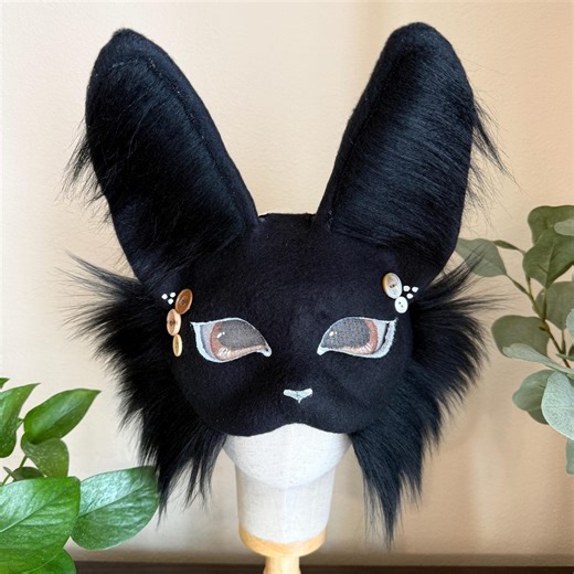 Therian Black Bunny Rabbit Mask - Etsy