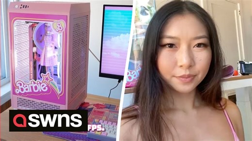 Woman spends over £2,000 building pink custom Barbie-themed computer with iconic doll inside