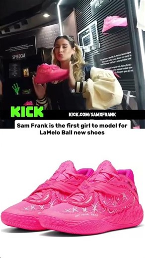 Sam Frank is the first girl to model for LaMelo Ball new shoes #samxfrank