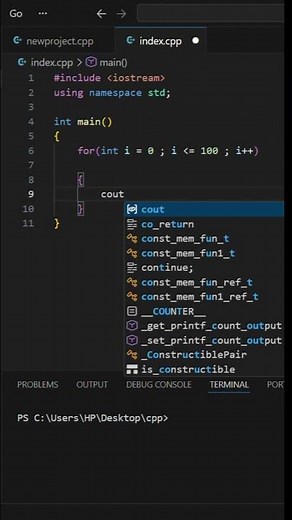 Beginner C++ Program in VS Code Part 9 💻 | Nasty loop in VS Code 🔥 #cpp #coding
