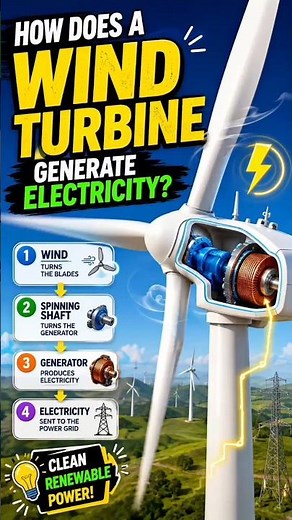 How Does a Wind Turbine Generate Electricity? 🌬️⚡ | Wind Energy Explained in 60 Seconds