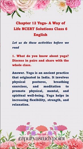 Yoga – A Way of Life NCERT Class 6th English Poorvi Chapter 12 Question Answer #trending #cbse #hbse