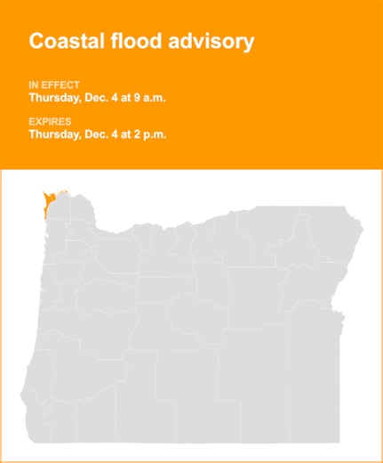 Update: Coastal flood advisory in place for Clatsop County Coast for Friday