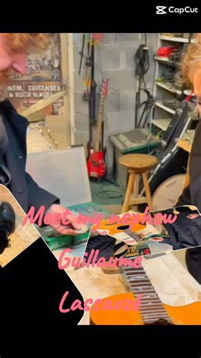 Meet Guillaume Lassauzé, Master Luthier! He is my nephew and his passion dates from way back when he was a young man. Keith and I were able to visit his workshop while we were honeymooning, last Nov 25! It was fascinating to see and feel his passion as he showed us all the work, how he worked and how loves to help musicians play their best string instruments! He went to Paris to study and has been playing, repairing and simply “bathing” in the musical world of guitars! He studied under Vincent C