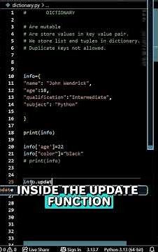 How to update or change a values in dictionary #coding #python #programming