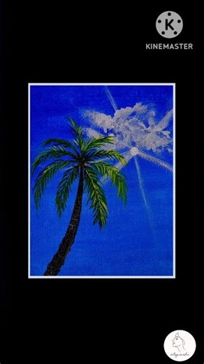 Blue Sky Scenery Painting with Palm Tree | Beginner Friendly Tutorial