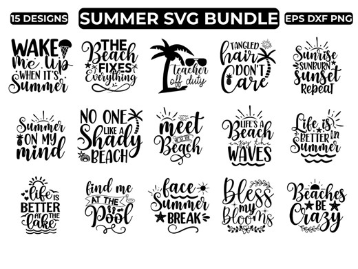 Summer SVG Bundle 15 Designs, Summer PNG Bundle, Beach SVG Files for Cricut, Summer Vibes Shirt Design, Dxf Eps Digital Download - Etsy Canada