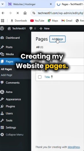 Hina Chaudhary on Instagram: "Day 2 of my WordPress journey 😊👍 Creating the basic pages and learning step by step. #WordPressBeginner #LearningJourney #WebsiteBuilding #TechBlog #DigitalSkills"