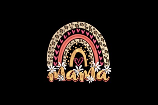 Mama Rainbow Embroidery Design, Leopard Print & Boho Heart Pattern, Instant Download - Etsy
