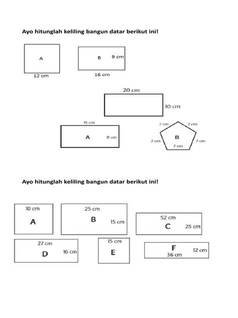 Hitunglah Keliling Bangun Datar di Bawah Ini