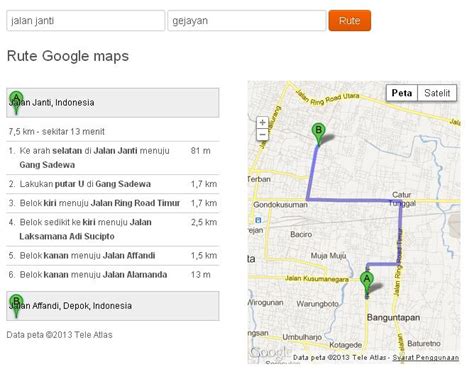 petunjuk arah kaki google maps