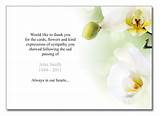 Photos of Thank You Card For Flowers Sent To Funeral