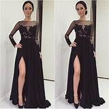 Black Semi Formal Dresses With Sleeves Pictures