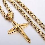 Mens Cross Necklace Stainless Steel 24 Inch Length