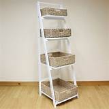 White Ladder Shelf With Baskets