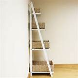 White Ladder Shelf With Baskets Pictures