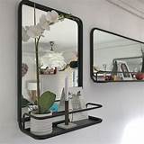 Black Metal Mirror With Shelf